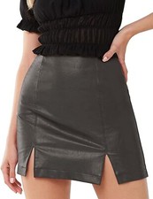 New arrival for Lambskin leather Black Mini skirt Party club Wear for women