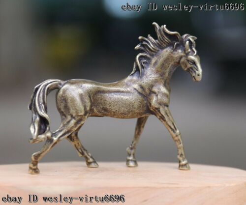 Estatua de corcel de la suerte de la suerte de Feng Shui de bronce de cobre china riqueza galope animal caballo caballo de la suerte T056 - Imagen 1 de 10