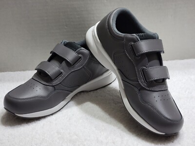 NEW PROPET MEN'S LIFE WALKER SHOES HOOK LOOP FASTENERS DARK GRAY