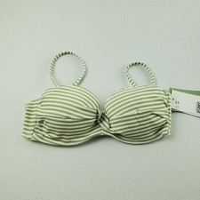 H M Stripe Padded Swim Top Swimwear Ruffles Adjustable 34B Womens NWT