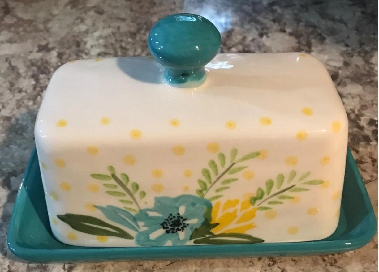 Wisenvoy Butter Dish Ceramic Butter Dish with Lid Butter Keeper 7 x 4 x 4
