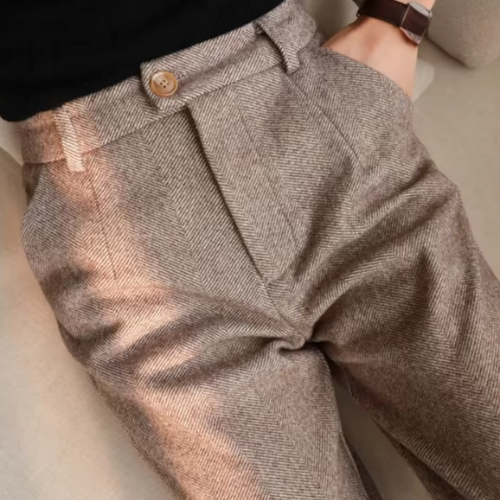 Women's High-Waisted Woolen Harem Pencil Pants – 2024 Autumn/Winter Collection - Picture 15 of 40