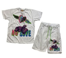 Retro Label MENS 100 AUTHENTIC 2P SET Bear Heart White SIZE Medium No Love