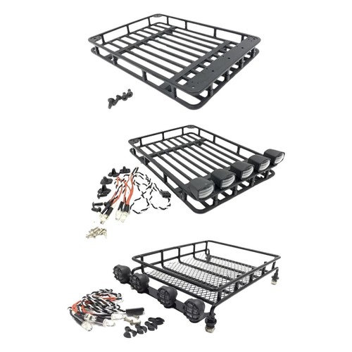 Porte-Bagages Toit RC Pour TRX4M 1/18, SCX24, FMS Bronco – Alliage Noir Avec Phares, Installation Sans Perçage - 13