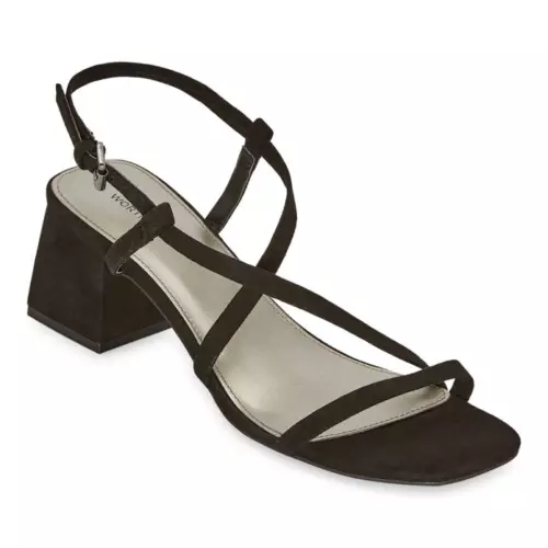 Worthington Women s Zabol Block Heels Sandals Black Open Toe Dress Shoes 9 M
