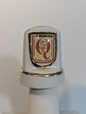 La Mancha Travel Souvenir Thimble White Ceramic Spain