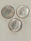 1964 Roosevelt Dimes, lot of 3, 90% silver, circulated, free shipping