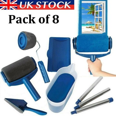 Paint Runner Pro Profi Roller - Blau 8tlg Pinsel Set Raum Malerei Wand