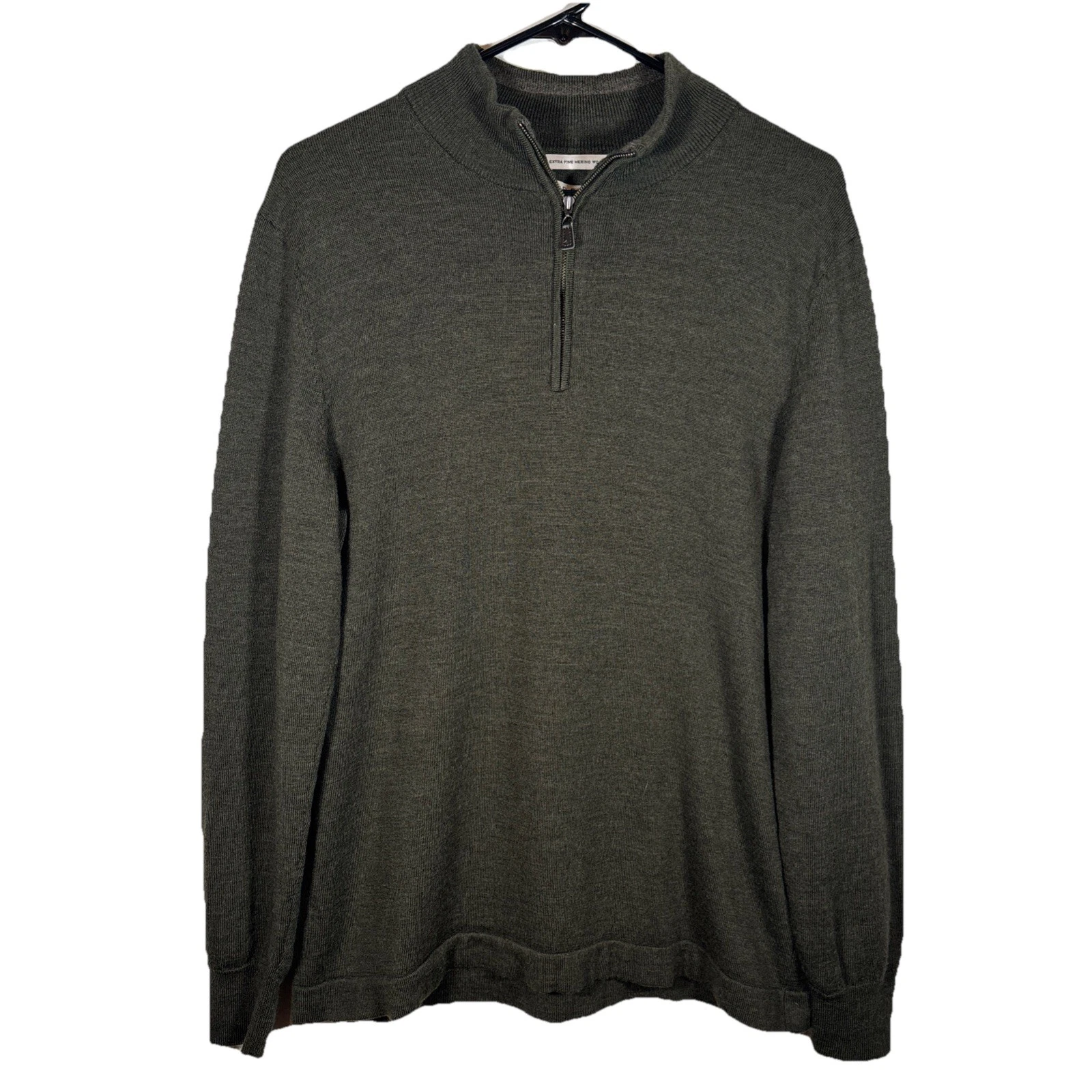 Joseph Abboud 100% Merino Wool Sweater Men’s L Olive Green 1/4 Zip Long Sleeve