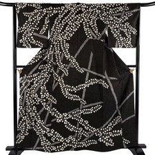 JAPANESE KIMONO HOMONGI Black 159cm 5 ft 3 in PURE SILK AA9820