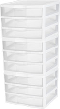 3-Pack Wide 3 Drawer Unit, Plastic Desktop Organizer with Clear Drawers, White F