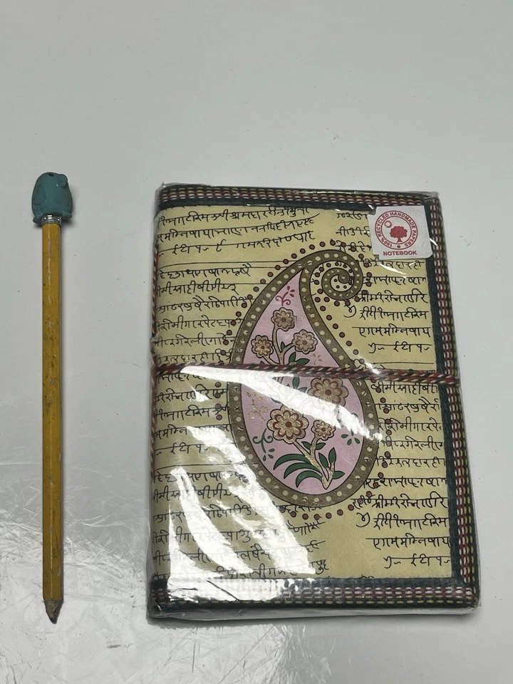 Recycled Hand Made Notebook New With Cloth Edges And Paisley Design - Image 2 of 4