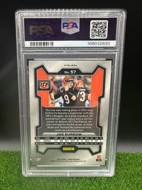 2023 Panini Prizm Joe Burrow #57 Disco Prizm PSA 10 Gem Mint Bengals NFL view 2