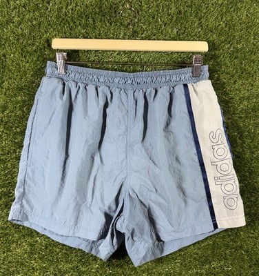 Herren Adidas Vintage Badeshorts Blau Retro 90er Style Mesh Gefüttert Größe M