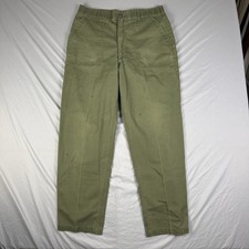 1977 US Army Military Pants Mens 32x31 Green OG-507 Trouser Work Utility Zip Fly