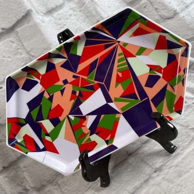 Teavana Eine Platte Porzellan Geometrisches Muster Servierplatte 13x8 Sechseckig