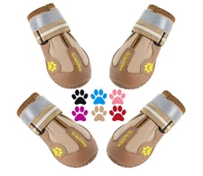 QUMYPET PERFORMANCE DOG SHOES KHAKI -SIZE 7-PAW 2.8 IN W X 3.2 IN L -63-75 LBS