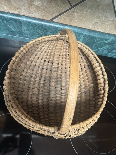 Primitive Antique Circa 1895-1905 Split Oak Egg Basket, Unusual Side Shape - Picture 4 of 10