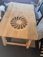 22" Bamboo Folding Notebook Laptop PC Lap Bed Stand Table Desk Tray w Drawer FAN