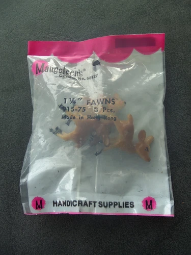 Vtg Miniature Deer Fawn Christmas Craft Supplies NEW!  3!  HONG KONG!  1 1/4"