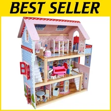 Chelsea Doll Cottage Wooden Dollhouse with 16 Accessories