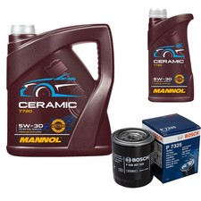 BOSCH Inspektionspaket 6L MANNOL Ceramic 5W-30 f&uuml;r Subaru XV Outback 2.0 D AWD