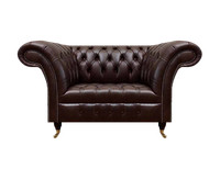 Dunkelbrauner Chesterfield Ledersessel Wohnzimmer Kunstleder Einsitzer