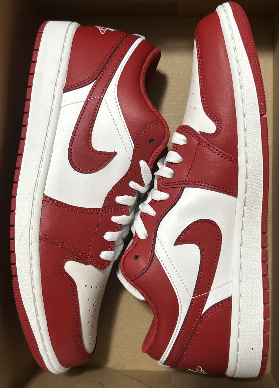 Nike Air Jordan 1 Low Varsity Red White 553558-166 Men's Shoes NEW Size 11.5