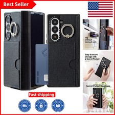 Sleek Black Leather Wallet Case for Samsung Galaxy Z Fold 6 - Full Protection