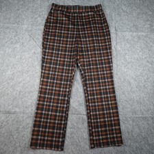 Sanctuary Pants Womens Medium Brown Plaid Stretch Pull On Trousers Straight Leg