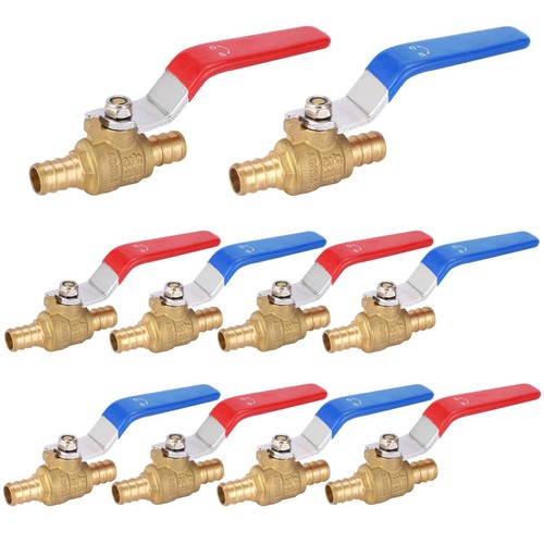 10 PCS 1/2 Inch Brass Crimp PEX Ball Valve 1/4 Turn ShutOff Plumbing Part