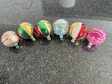 Vintage  Christmas Assorted Multicolored Glass Ornaments Lot of 6 - See Pics.