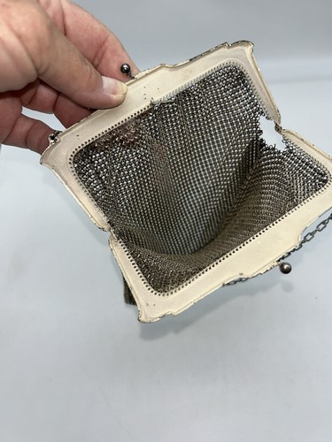 Vintage Whiting & Davis Art Deco Enamel Metal Mesh Evening Bag 2D - Picture 8 of 10