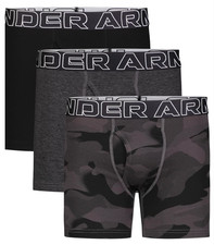 Under Armour Boys' 3-Pack Boxerjock Boxer Briefs Black/Grey/Camo Youth Large
