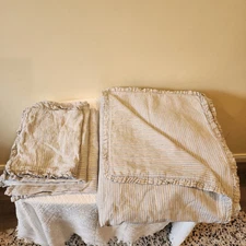 Restoration Hardware Baby & Child Twin Duvet Blue White Stripes 66 X 83 W/ Shams