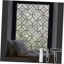  Boho Stained Glass Look Window Privacy 17.7" x 78.7" (with tools) Pure Black