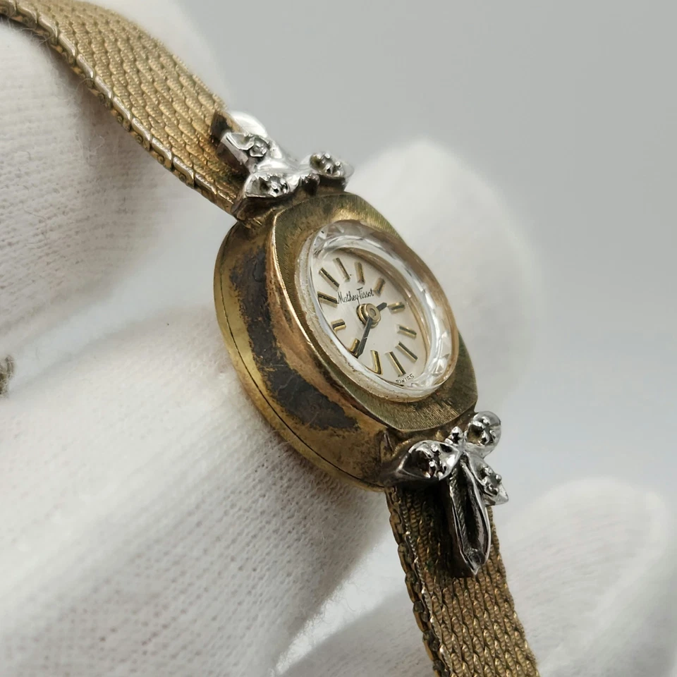 Reloj Mecánico Mathey Tissot Damas Vintage Lleno de Oro 10K Hecho en Suiza Foto 3 de 4