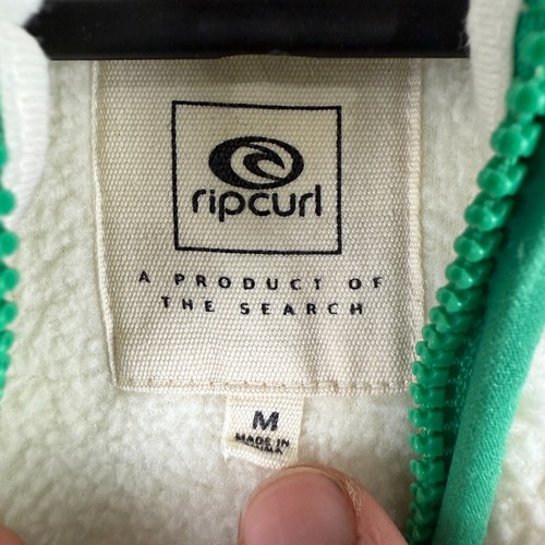Rip Curl Jacket Womens Medium Locals Only Polar Fleece White Green Oversized Fit - Picture 3 of 7