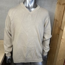 Vtg LL Bean Pullover V Neck Knit Sweater Men s XLT Tall Beige Made In Scotland