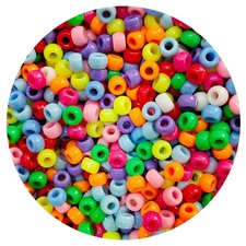2000 Pony Beads Bulk 6x9mm Multi-Colored Plastic Craft Small,