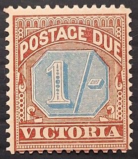 1890 Victoria Australia 1/ Dl Blue&Brn Lake Postage Due StampP12X12.5 Mint £65