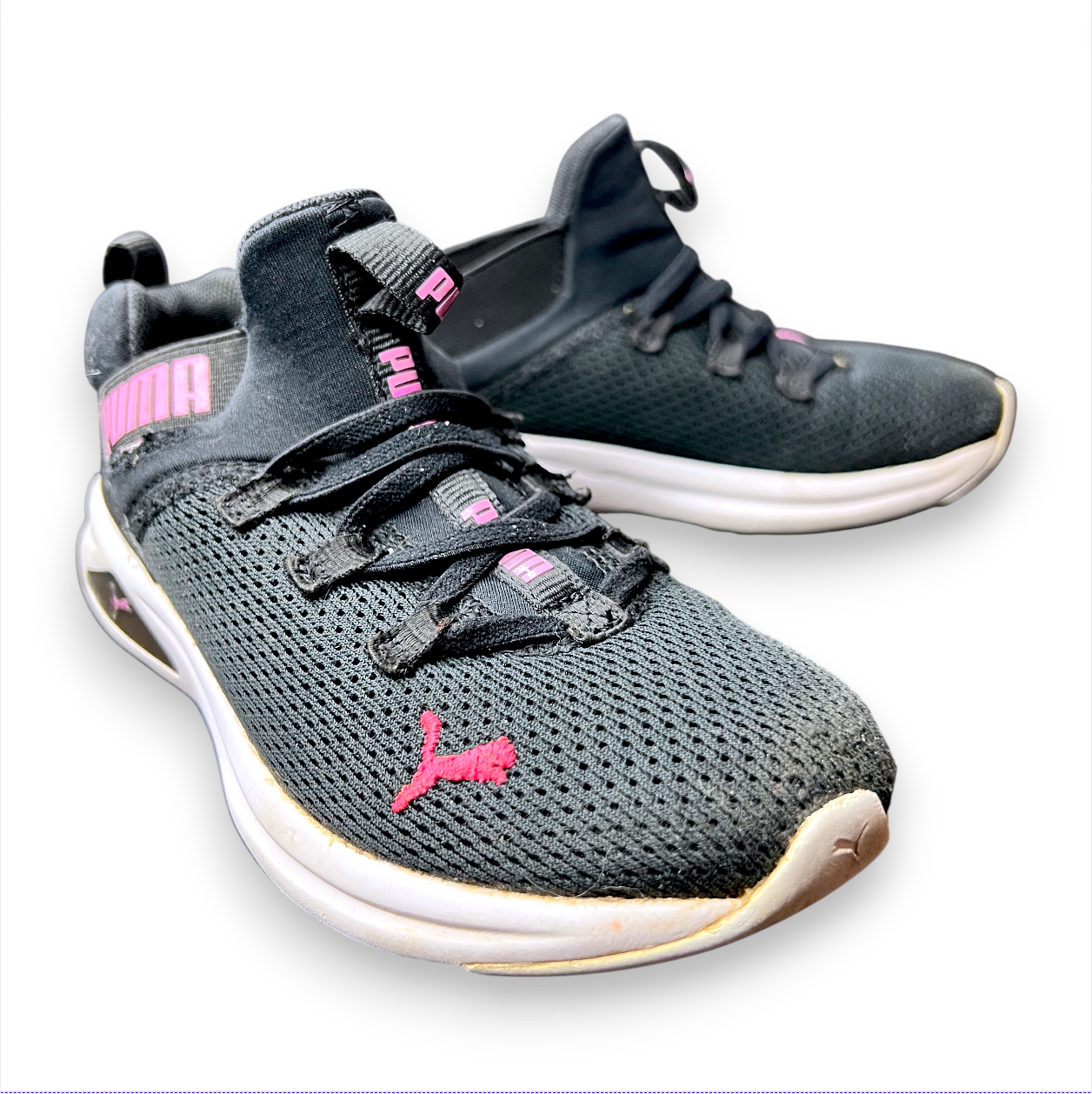 PUMA Enzo 2 Kids Toddler Shoes Black Pink Logo Running Sneakers Size US 2C / UK-image