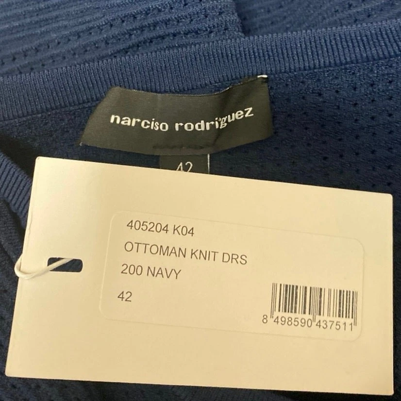 NUEVO Vestido Suéter Narciso Rodriguez Otomano Azul Manga Larga Tejido Bodycon EE. UU. 6 Foto 4 de 4