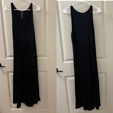 By Anthropologie Black Sleeveless Drop Waist Maxi Dress Zipper Pocket M Spring