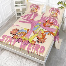 Pink Bedding - Twin Set with Fitted , Flat , 2 Pillowcases - Floral Design fo...