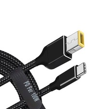 USB C to Slim Laptop Charging Cable Adapter Male Type C DC Converter Black