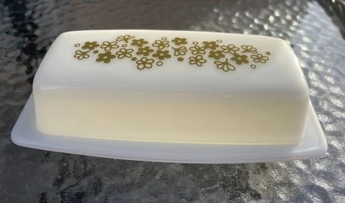 Vintage PYREX Spring Blossom Crazy Daisy Butter Dish & Lid USA
