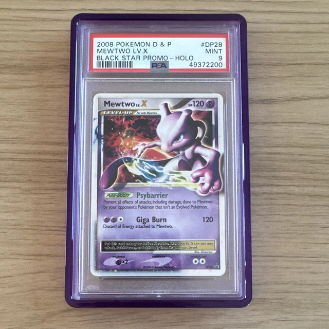 2008 Pokemon TCG Mewtwo LV.X DP28 Black Star Promo Holo PSA 9