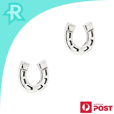 Lucky Horseshoe Sterling Silver 925 Stud Earrings