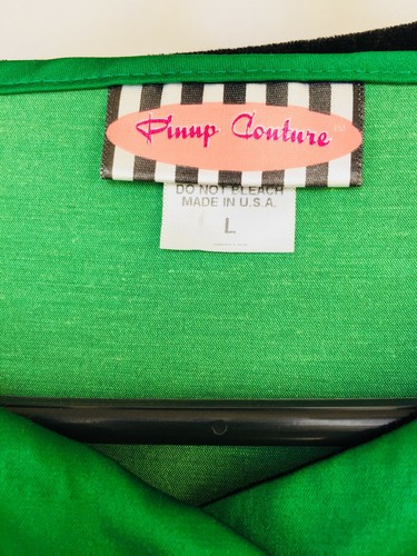 Rockabilly Pinup Couture Vintage smaragdgrün Evelyn Satin Kleid Gr. L - Bild 2 von 8